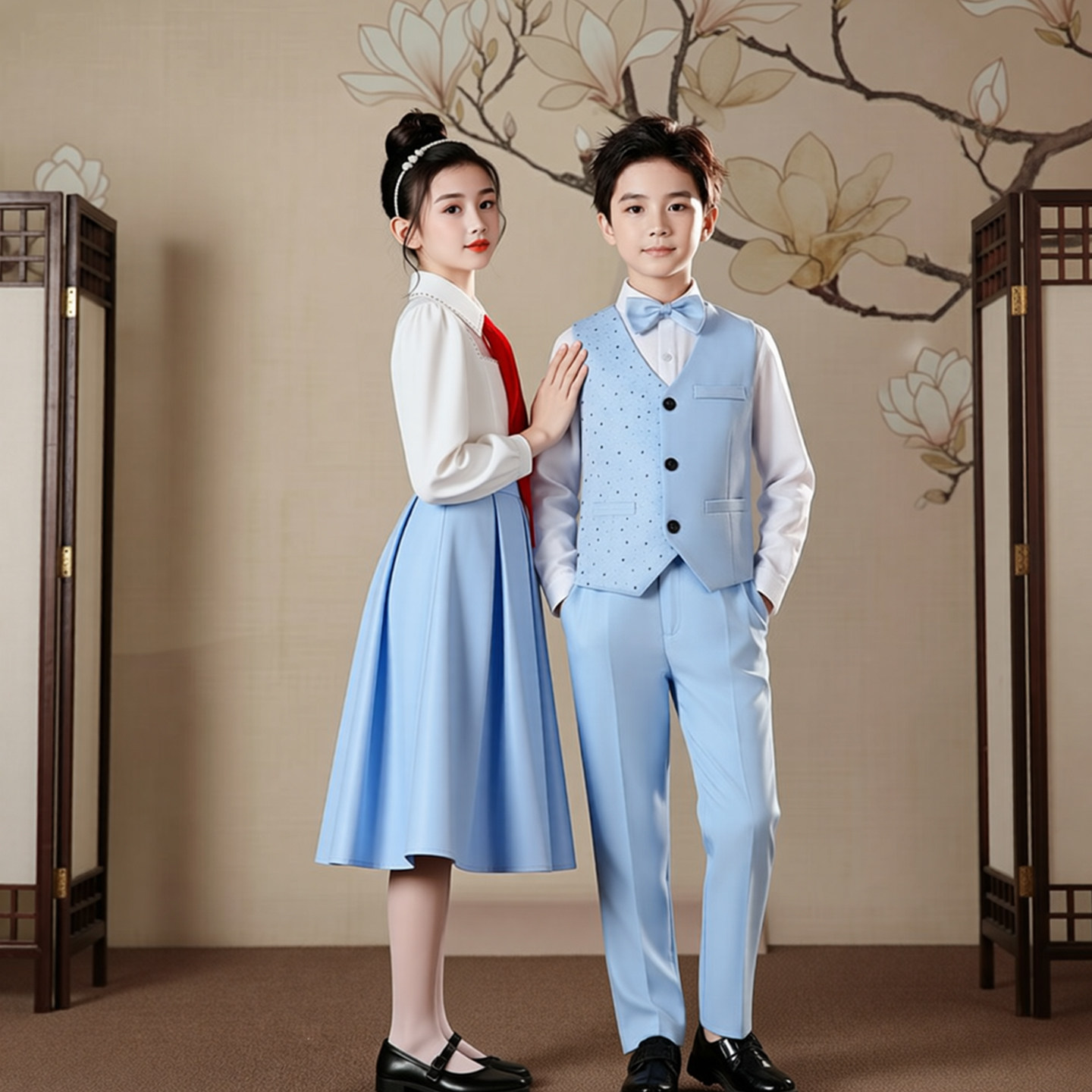 六一儿童爱国合唱红歌演出服男女图片
