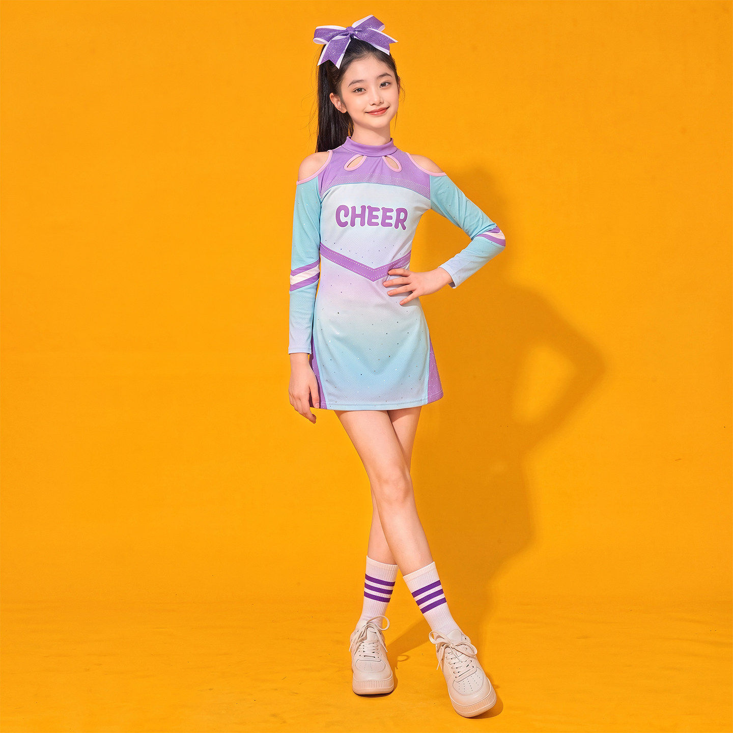 儿童女款啦啦操演出服中小学生