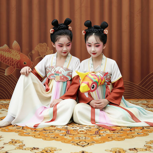 戏鱼灯舞道具儿童汉服女童古典舞