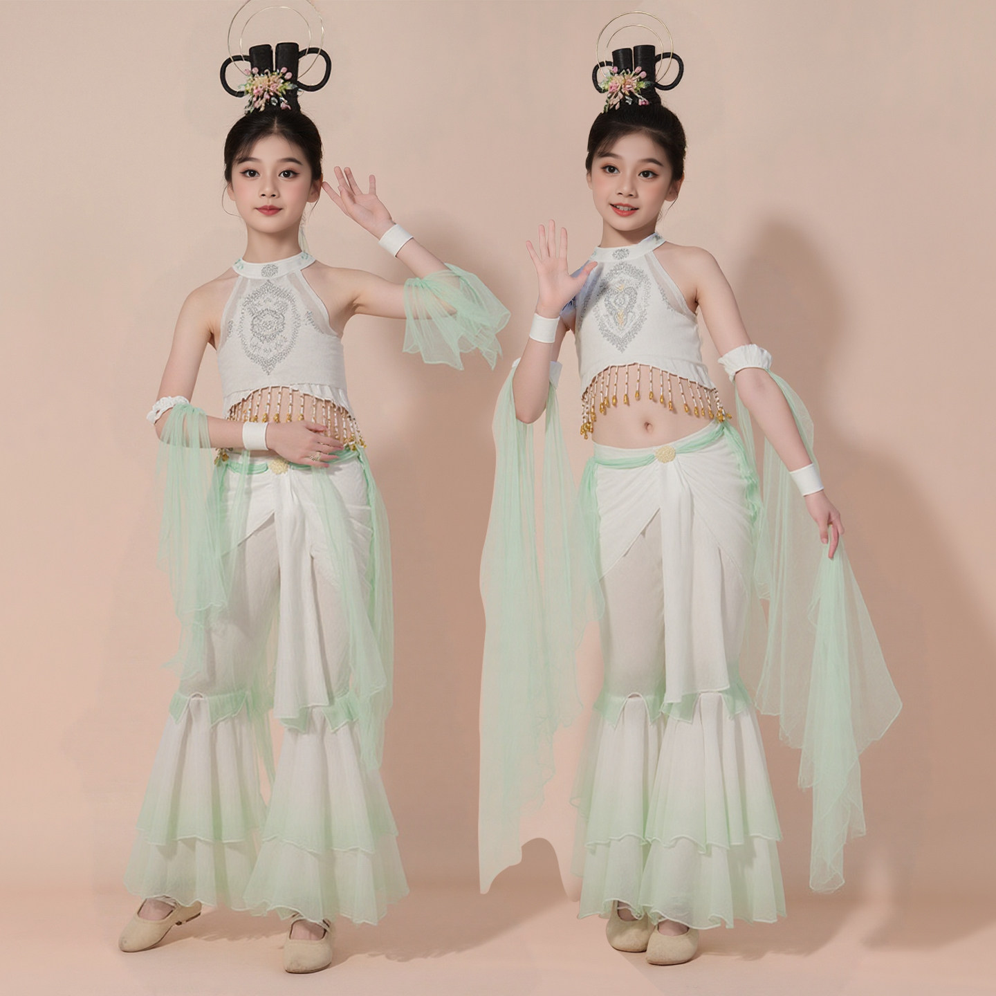 凌波仙子儿童古典舞蹈服灵儿同款化身童子渐飞天敦煌舞蹈表演服装图片