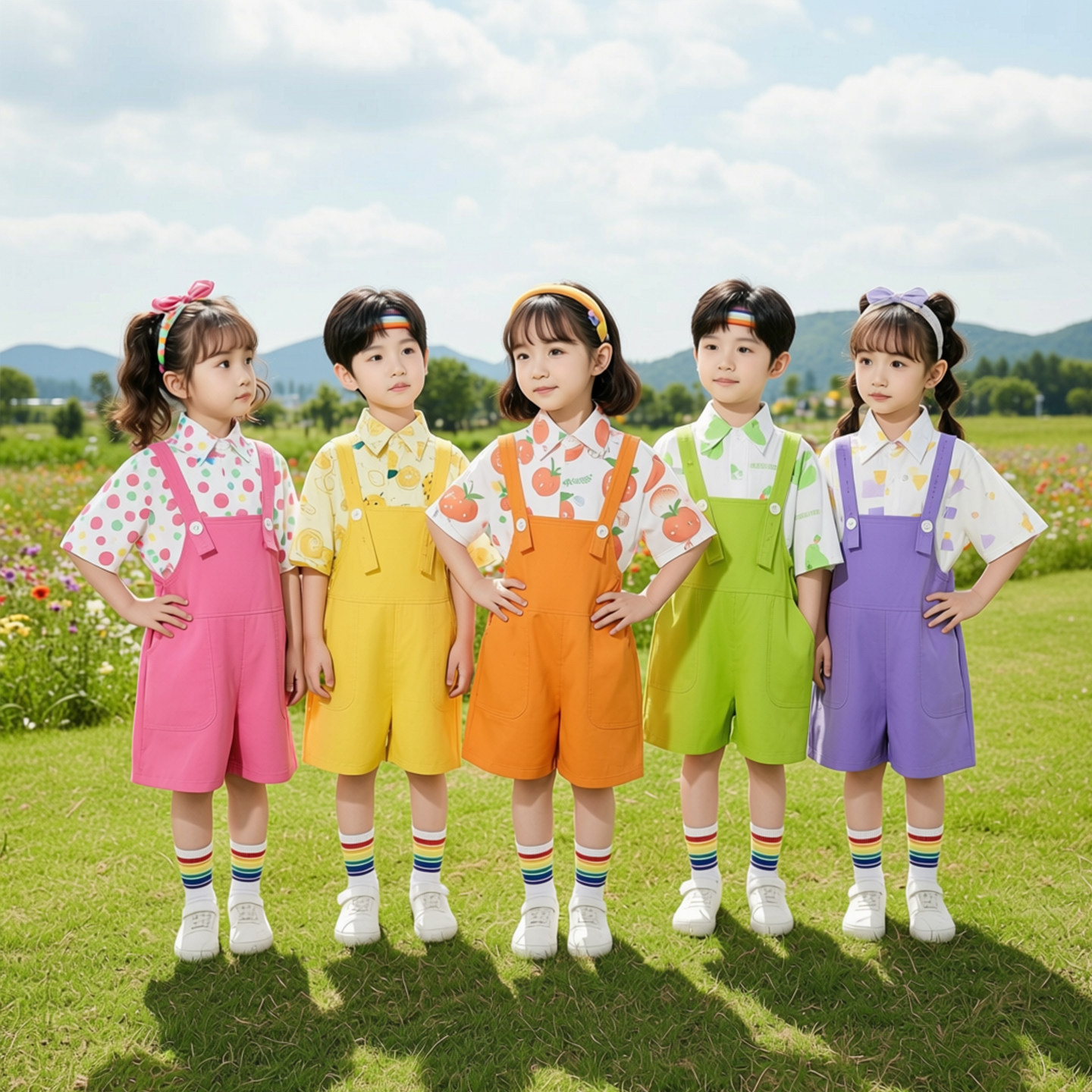 六一儿童表演服小学生背带裤套装