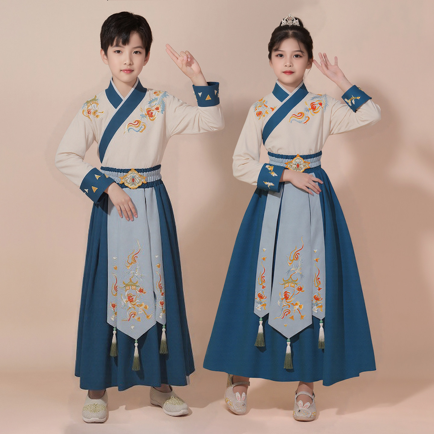 儿童古装汉服国学服装女男童