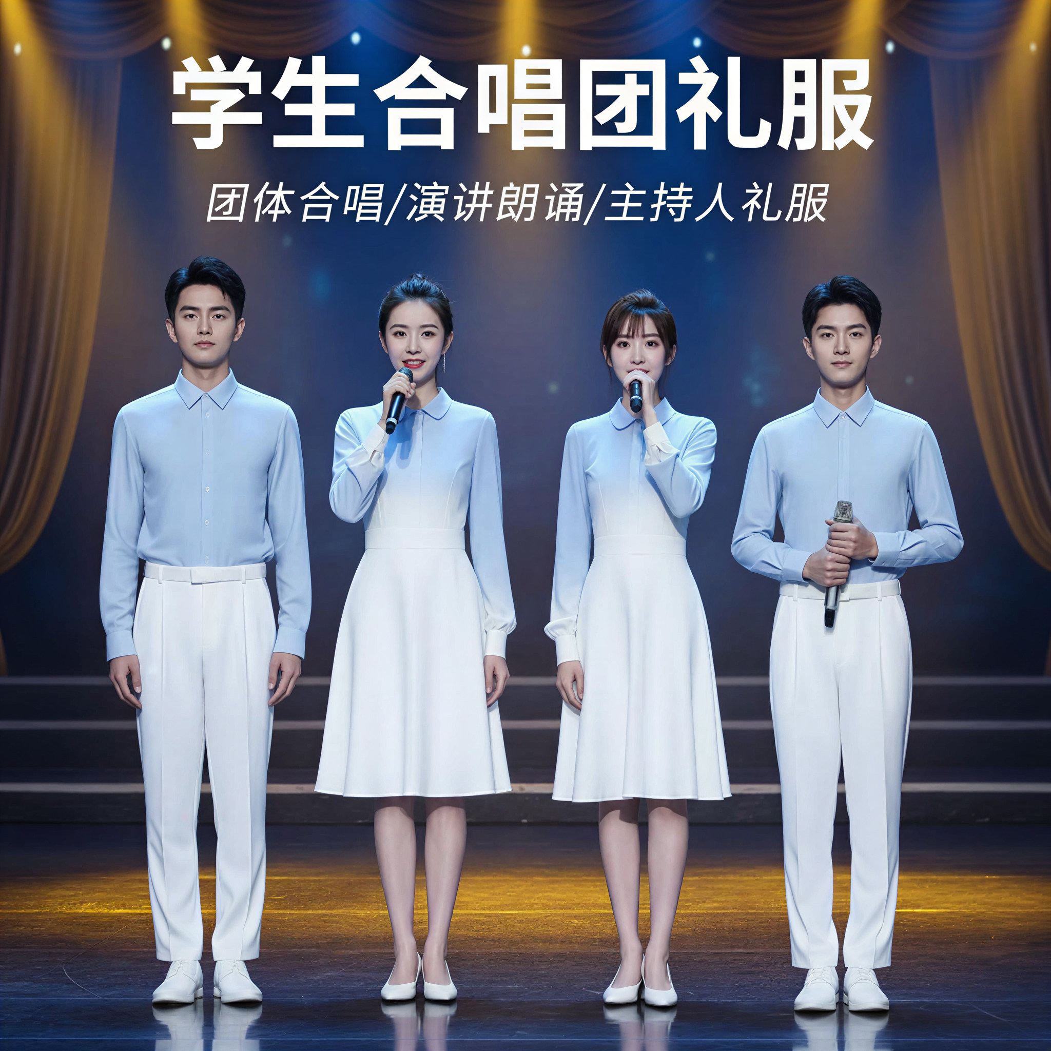 初高中学生成人蓝色爱国合唱团图片