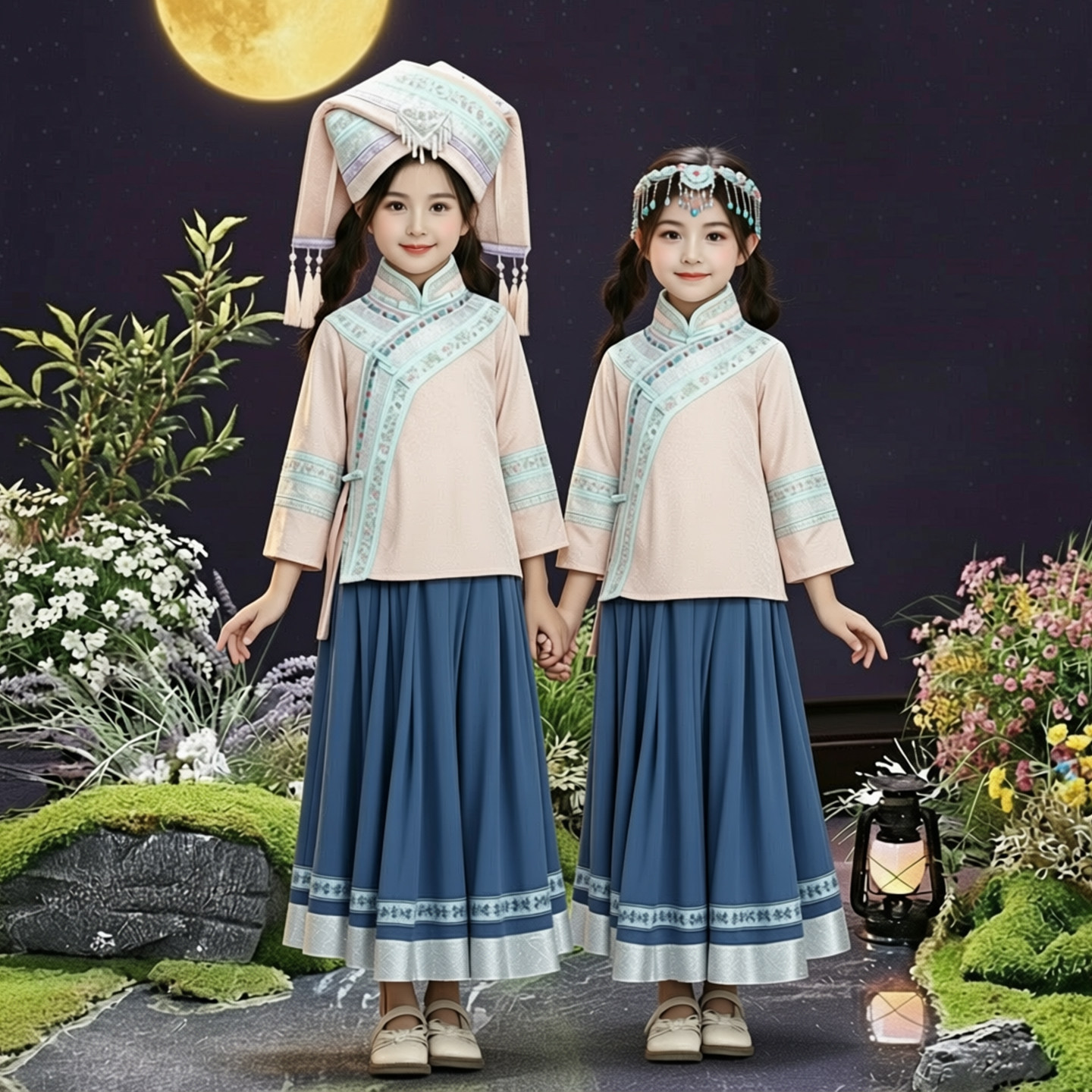 新款六一少数民族服装广西壮族童