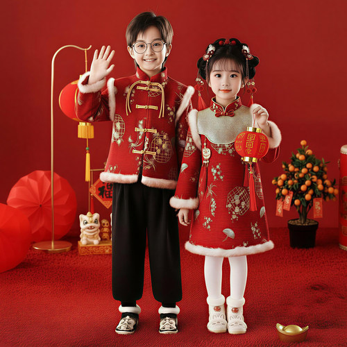 元旦儿童演出服女童拜年服幼儿园