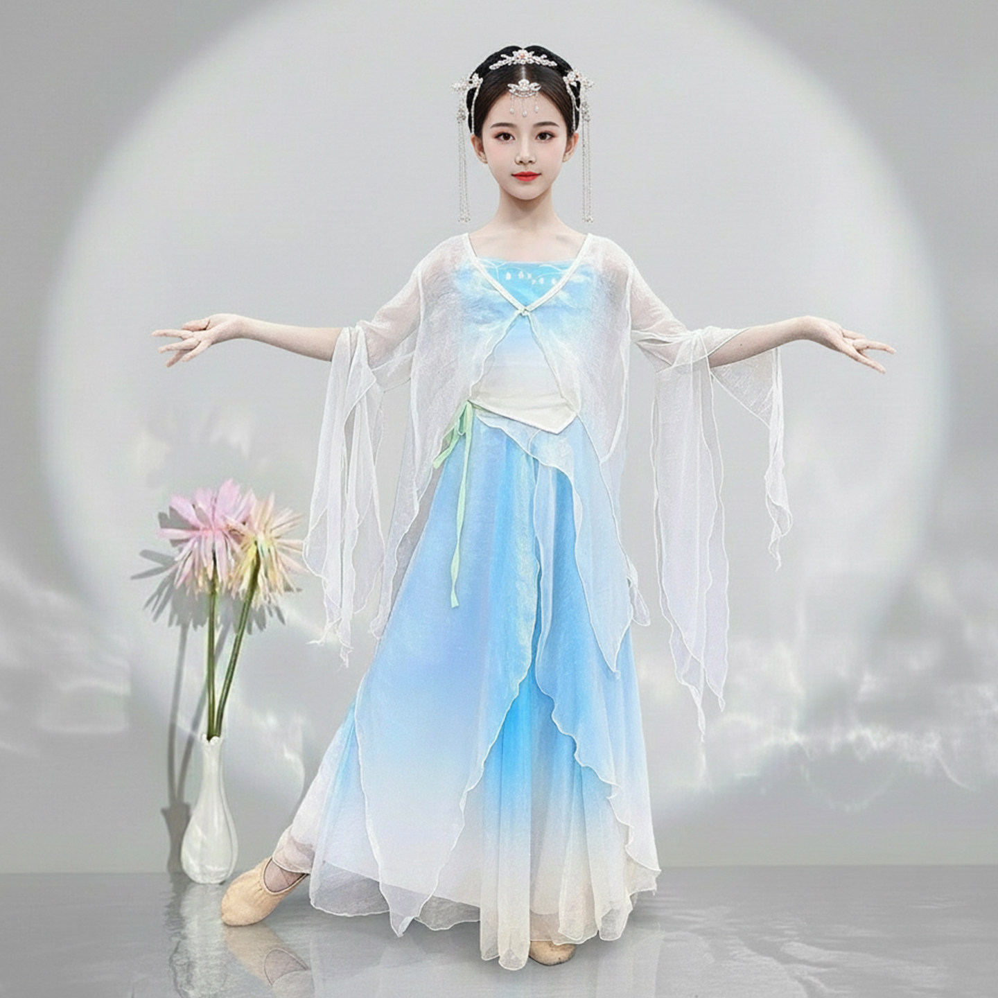 新款古典舞演出服套装儿童女飘逸