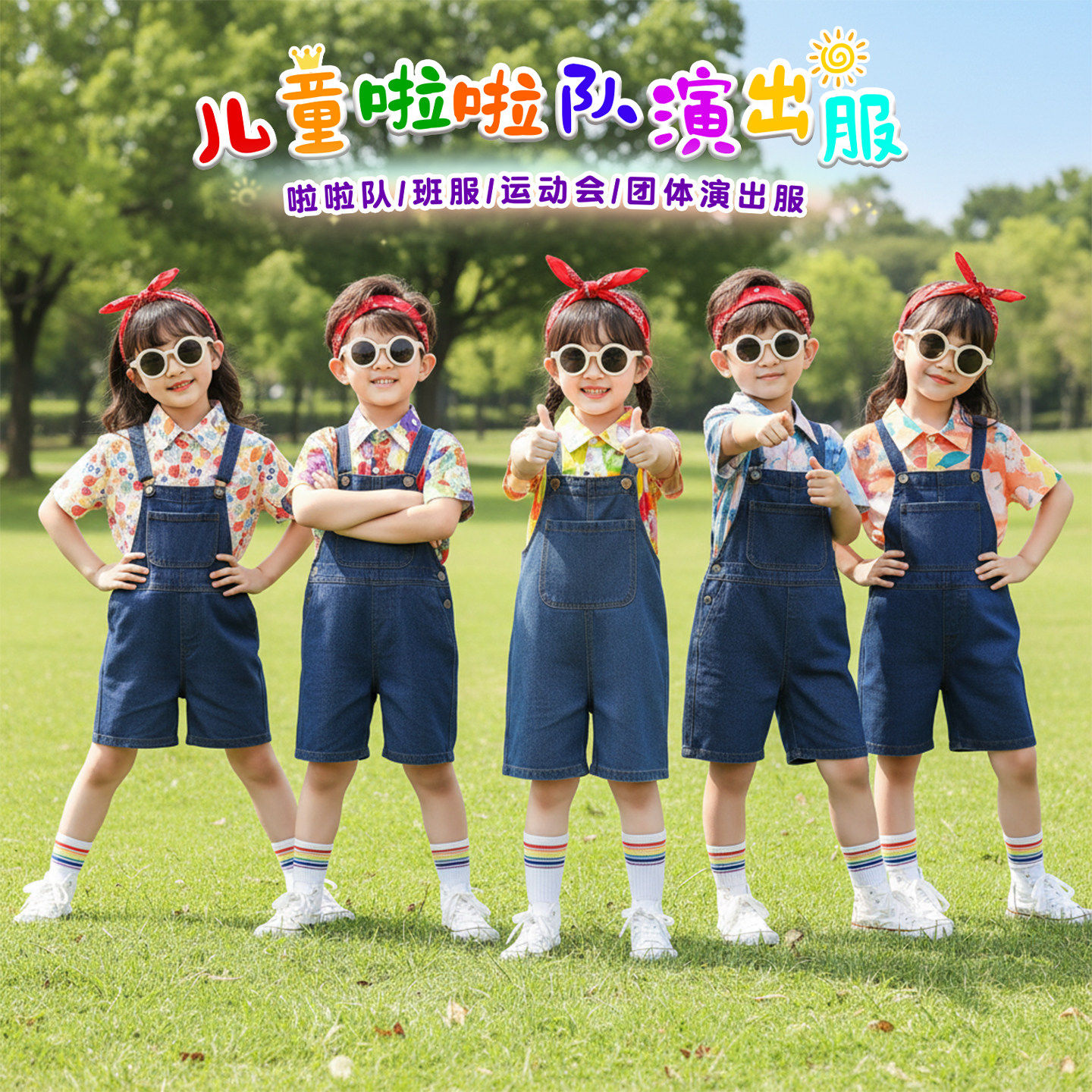 儿童演出服男女童通用港风花衬衫