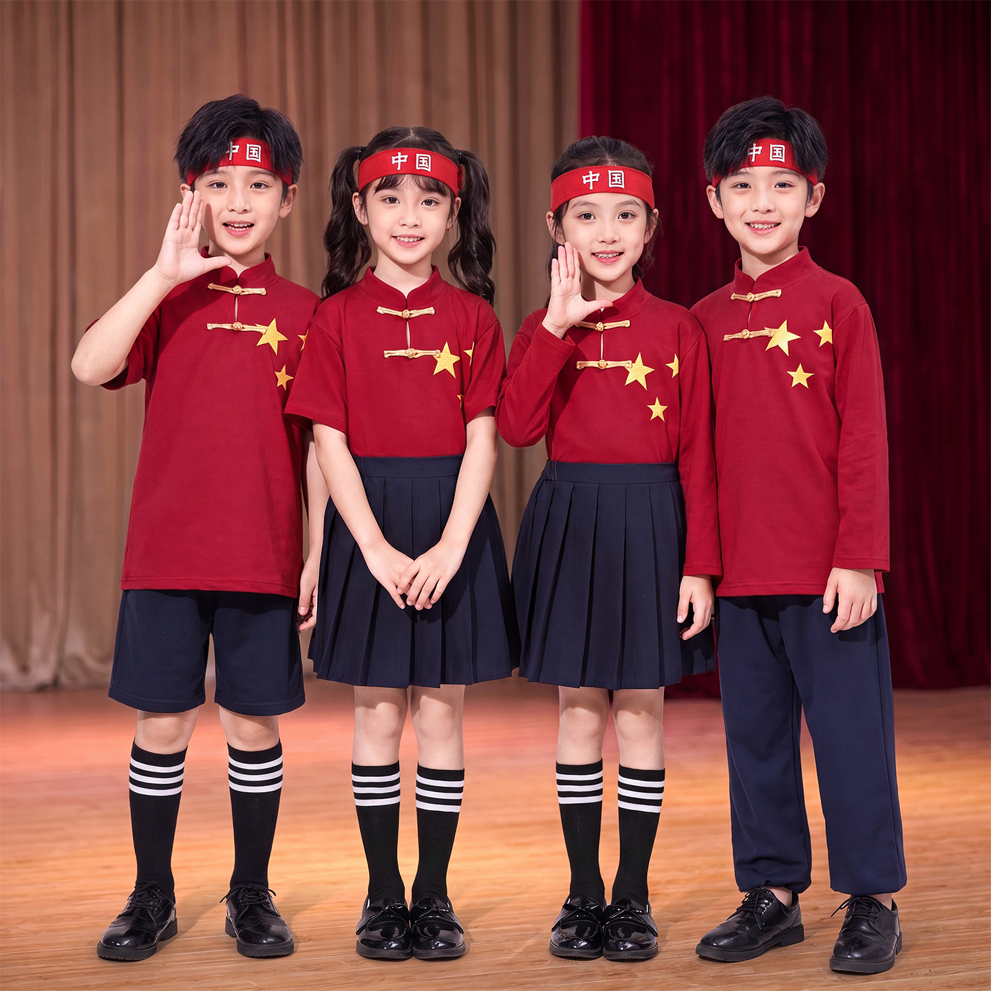 诗歌朗诵合唱红色爱国红歌演出服