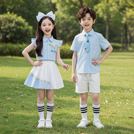 六一儿童节合唱演出服幼儿园表演服小学生英伦毕业照班服夏季园服
