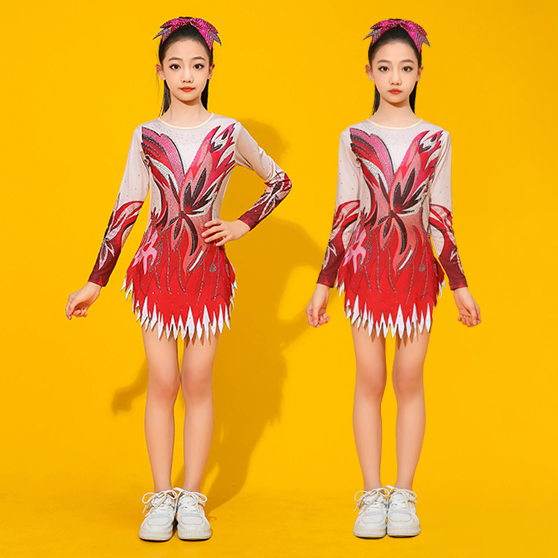 啦啦队服女儿童演出服啦啦操