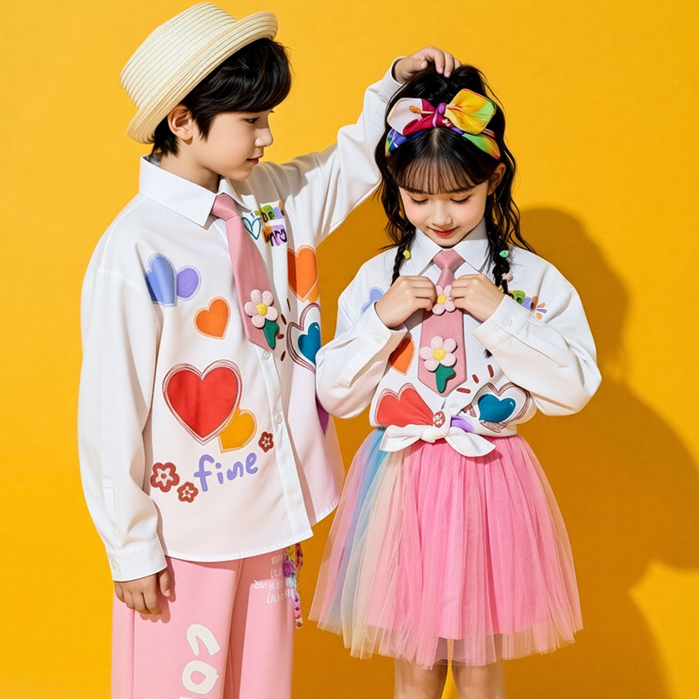 幼儿园六一儿童啦啦队表演服装粉