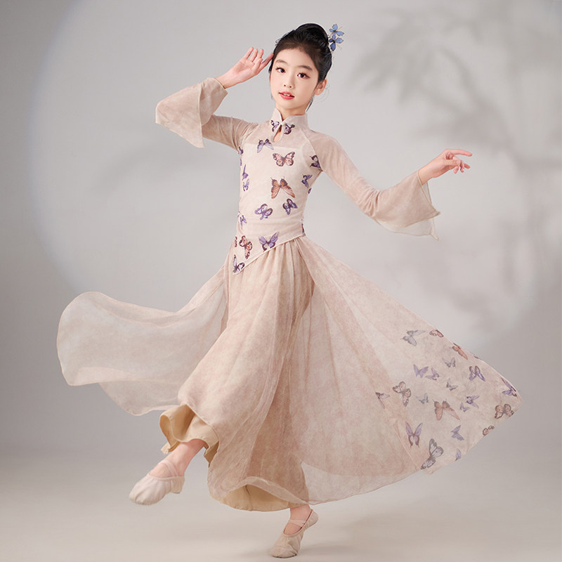 儿童古典舞蹈演出服摆裙印花