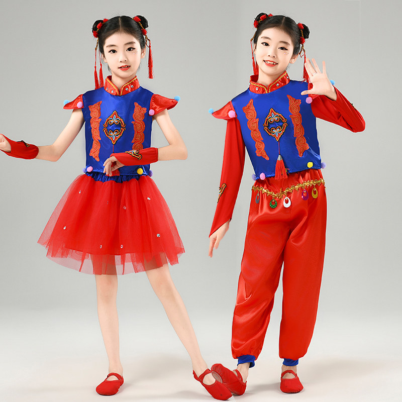 六一儿童喜庆秧歌服中国梦娃舞蹈演出服吉祥福气娃娃开门红表演服