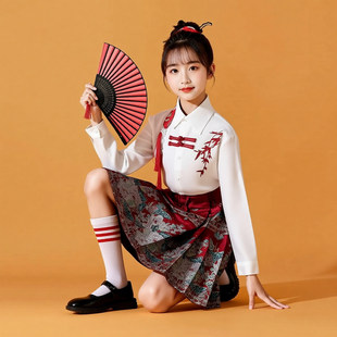儿童合唱朗诵演出服国风马面裙演讲比赛合唱团初中小学生女童服装
