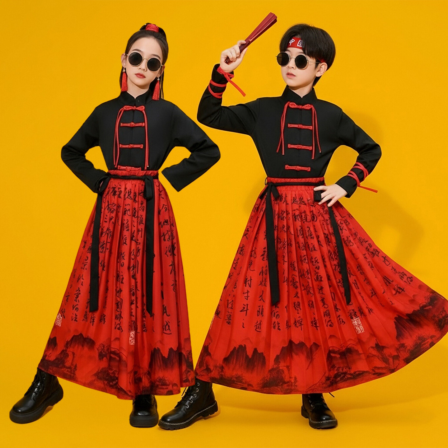 儿童六一古典舞合唱演出服国潮扇子舞小学生运动会中国风表演服装