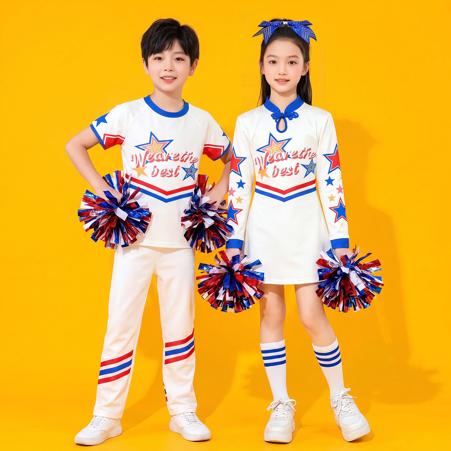 儿童啦啦操演出服长袖女童拉拉队