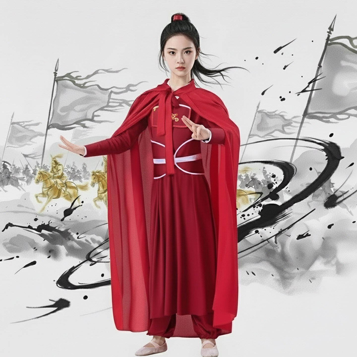 花木兰演出服儿童少儿成人将军古图片