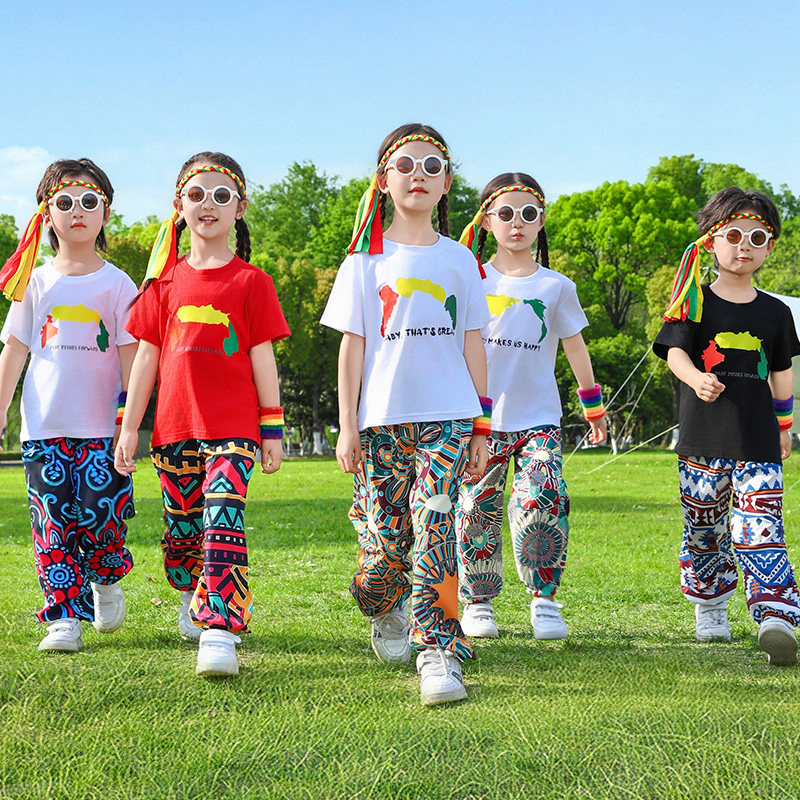 儿童非洲鼓演出服啦啦队团体运动会服装幼儿民族风喜庆舞蹈表演服