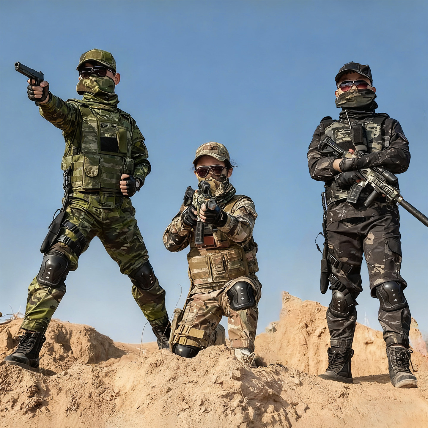 男女迷彩服套装户外战术特种兵长袖军训表演迷彩演出全套儿童装备