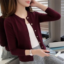 气质 外穿小香风纯黑色淑女红色灰色春秋装 外搭小外套针织衫 女秋季