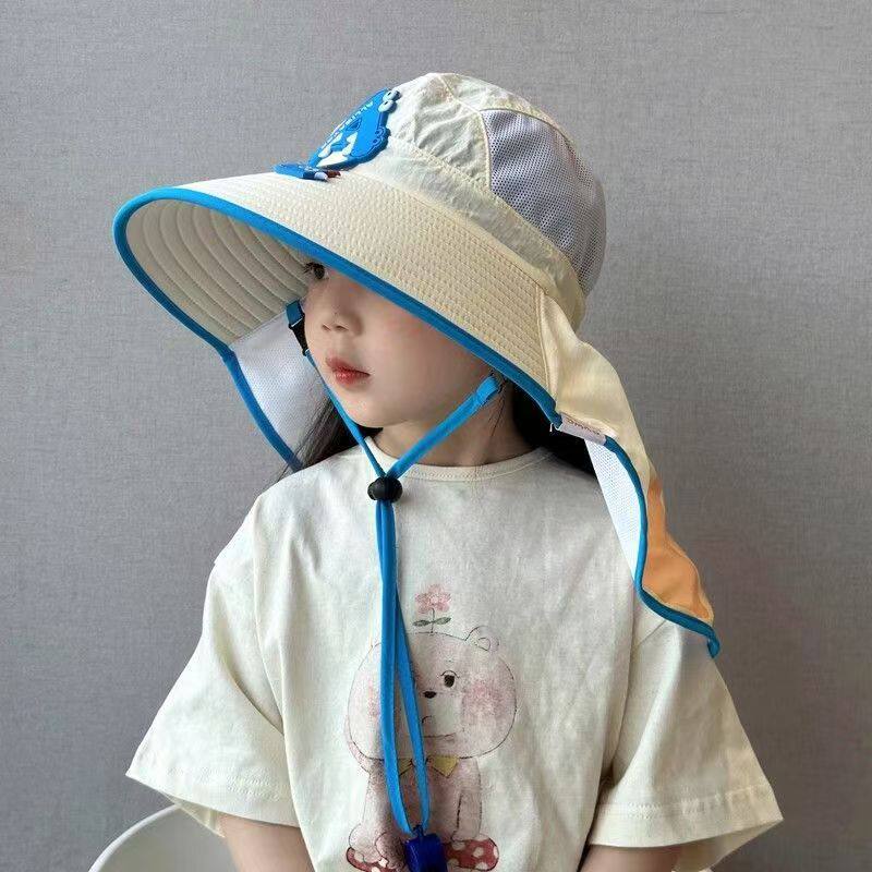 儿童夏季遮阳帽大檐防紫外线女童透气男孩沙滩大披肩出游太阳帽