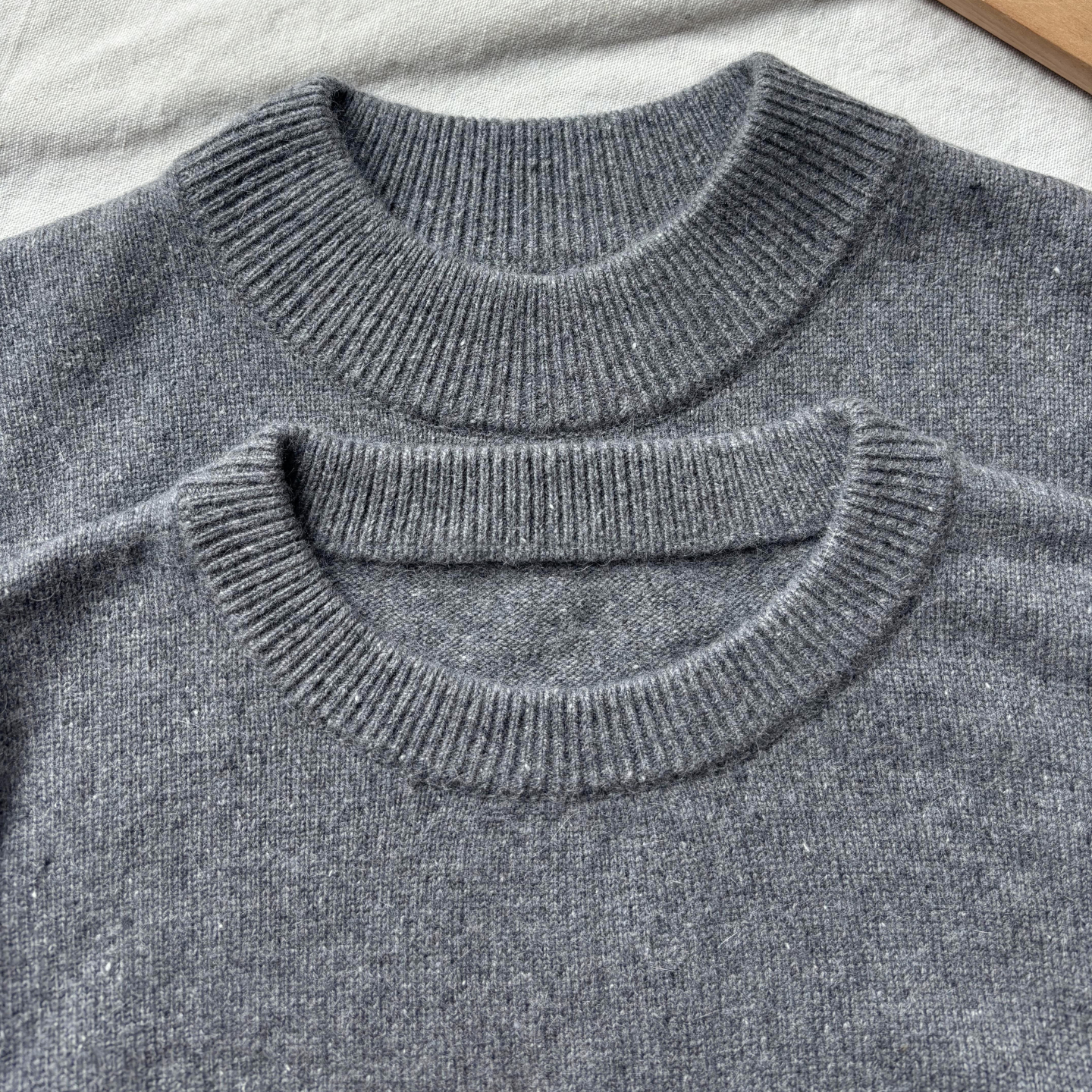 羊绒+羊毛!! 秋冬极简男女基础纯灰色圆领修身针织衫毛衣打底衫