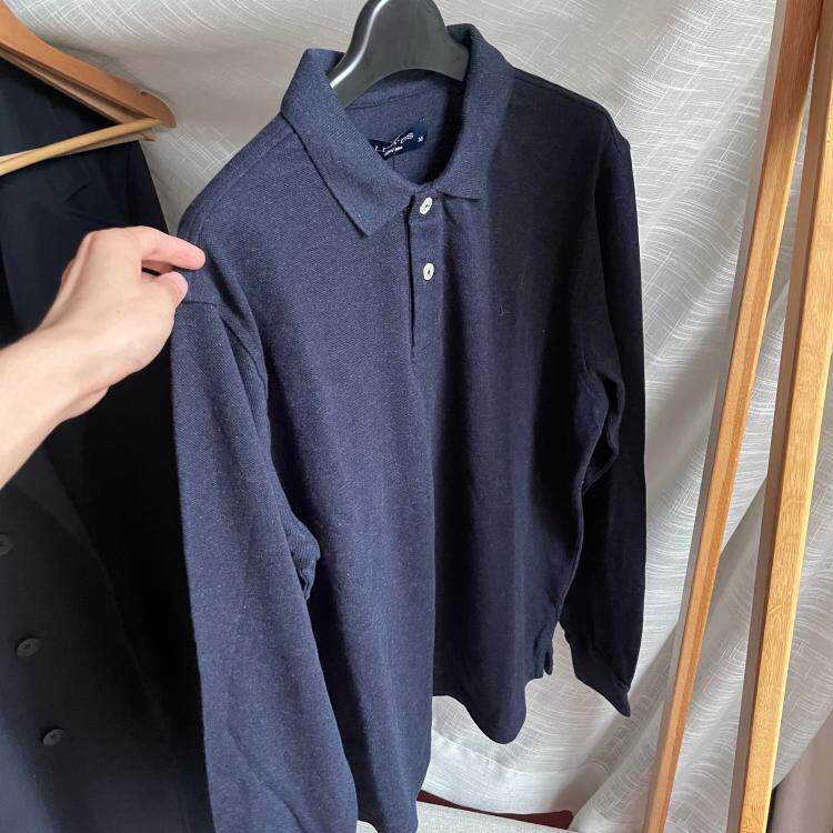 ATTRACT FANS  50 EUROS  FOREIGN TRADE MENS COTTON COLOR LOOSE CASUAL LONG-SLEEVED POLO SHIRT LAPEL UNDERSHIRT MEN