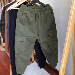 休闲裤 工装 干净简洁百搭宽松纯棉男女式 束脚裤 小脚收口 九分裤