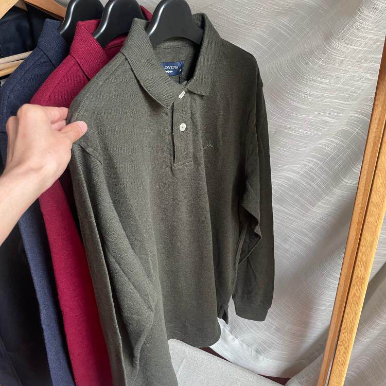 ATTRACT FANS 50 EUROS FOREIGN TRADE MENS COTTON COLOR LOOSE CASUAL LONG-SLEEVED POLO SHIRT LAPEL UNDERSHIRT MEN