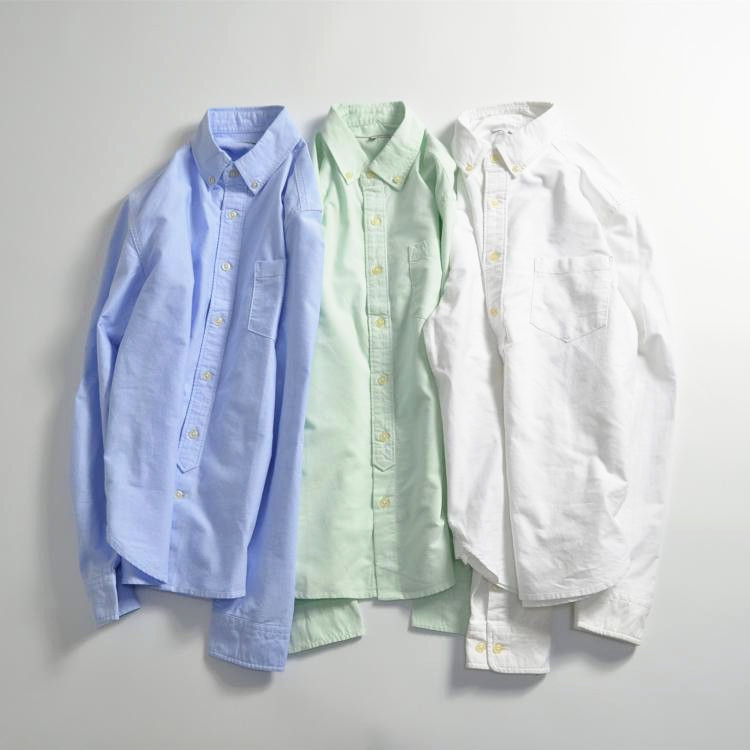 清爽简约男式纯棉净色长袖衬衫