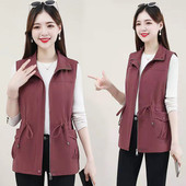 宽松妈妈装 韩版 休闲百搭背心马夹 2024春秋新款 收腰显瘦马甲女短款