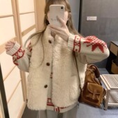 奶呼呼小立领毛毛外套可爱羊羔毛上衣背心马甲保暖百搭冬季 新款 女
