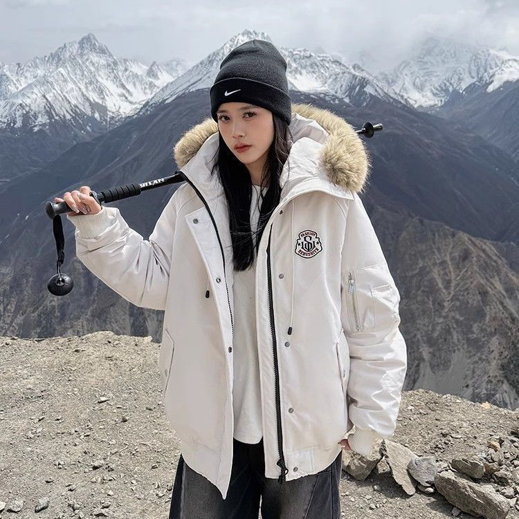 大毛领派克服女冬季短款棉衣2025新款加厚中老年羽绒棉服外套