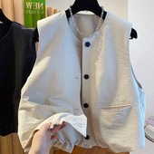 坎肩背心马夹外套上衣 宽松无袖 轻奢时髦黑色马甲女款 2025春夏新款
