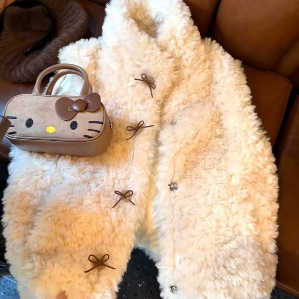 秋冬环保仿羊羔新款皮草马甲毛毛坎肩托斯卡纳学院外套无领上衣女