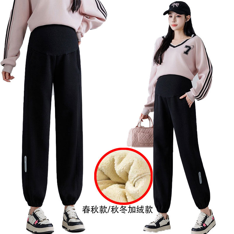 秋冬加绒显瘦孕妇托腹束脚裤