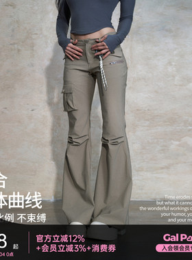 一乐雌鹰工装裤微喇工装裤女窄版低腰休闲裤户外轻量酷飒风运动裤