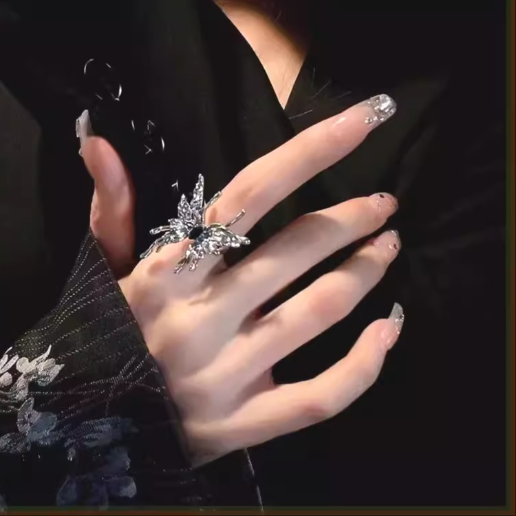 不规则立体蝴蝶开口戒指女小众设计感可调节食指戒冷淡风网红指环