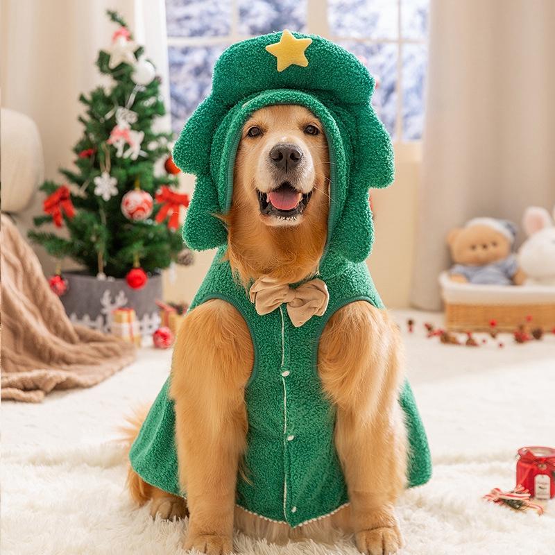 狗狗圣诞衣服卡通装扮中型大型犬金毛边牧萨摩大狗两脚披风变身装