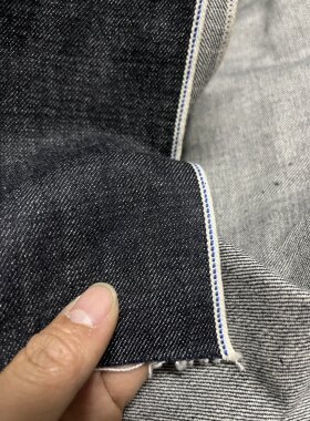 前进布业进口赤耳丹宁牛仔面料黑灰色牛仔布料套装外套裤子包包布