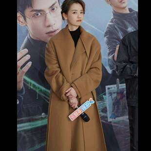 原版剥茧刘雅瑟祝青越同款毛呢大衣秋冬翻领中长款外套女衣服潮