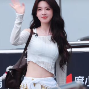 原版浪姐7乘风2026陈瑶同款针织衫上衣露肩短款不对称上衣女衣服