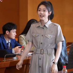 原版骄阳似我赵今麦聂曦光同款短袖连衣裙夏季工装裙子女衣服潮