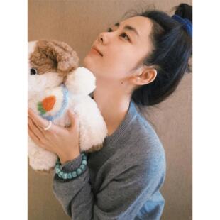 欧洲谭松韵同款灰色拼接格子假两件针织开衫毛衣秋冬慵懒风宽松上