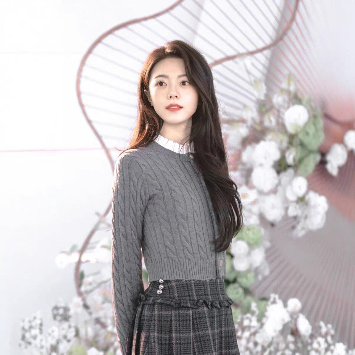 原版骄阳似我赵今麦同款灰色拼花边针织开衫韩系减龄甜美麻花毛衣