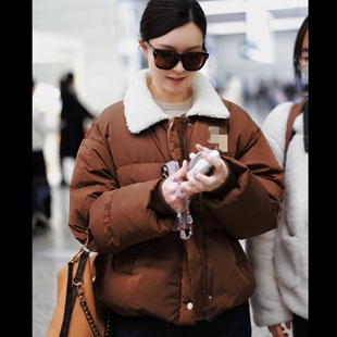 原版明星文咏珊同款棉衣外套秋冬翻领羊羔毛棉服上衣裤子女衣服潮