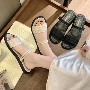 网红仙女风拖鞋女夏天海边配裙沙滩外穿露趾一字罗马凉拖女鞋子潮