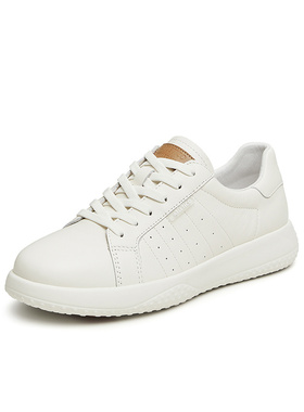 Bata小白鞋女2024春季商场新款通勤牛皮厚底透气运动板鞋WRV72AM4