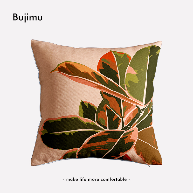 中古风客厅沙发抱枕美拉德色系装饰靠垫双面印花靠背床头靠枕护腰