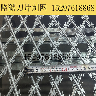 监狱刀片刺网菱型不锈钢倒刺网防攀爬钢网墙通道隔离护栏戒毒所网
